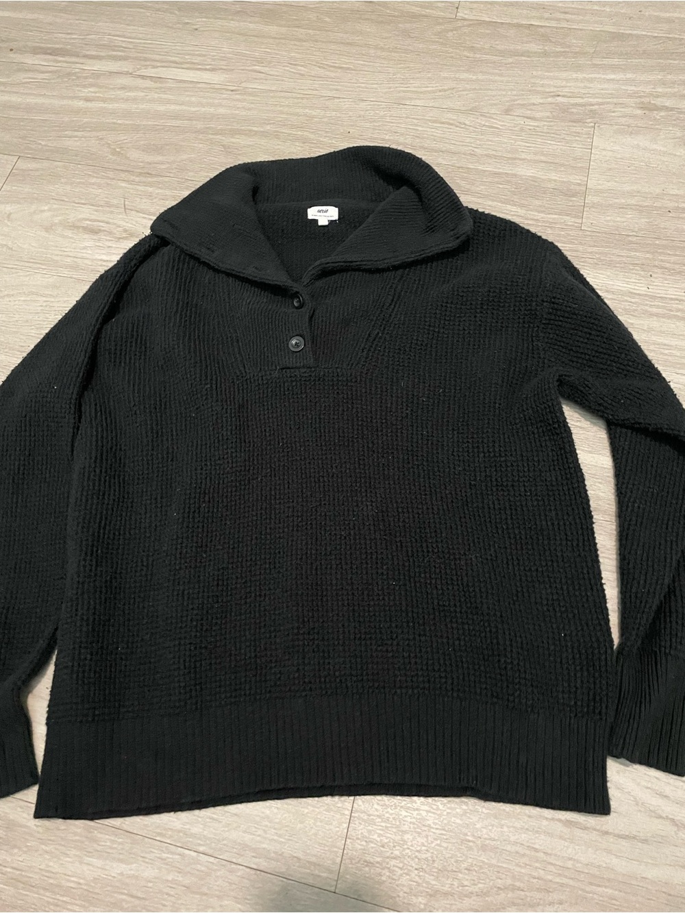 aerie Black V-Neck Knit Pullover Sweater
